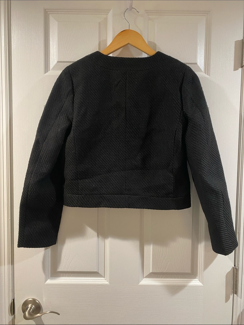 J. Crew Black Tweed Cropped Jacket with Gold Buttons - Size 2 - Picture 8 of 13
